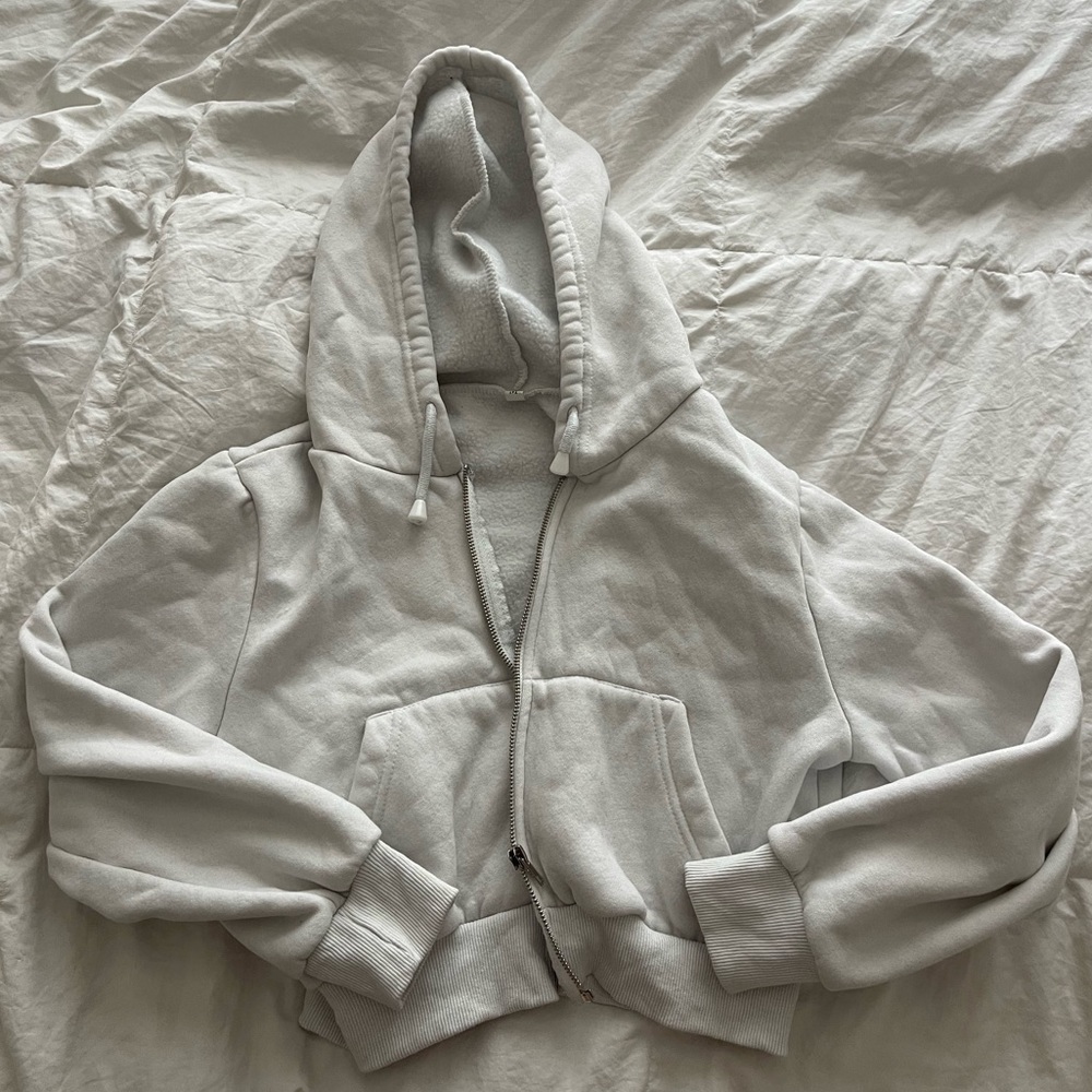 White cropped hoodie